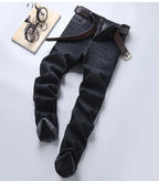 Men Fashion Straight Jeans Men 2025 New Stretch Slim Fit Pants Comfortable Soft Business Denim Trousers Male Brand Clothing