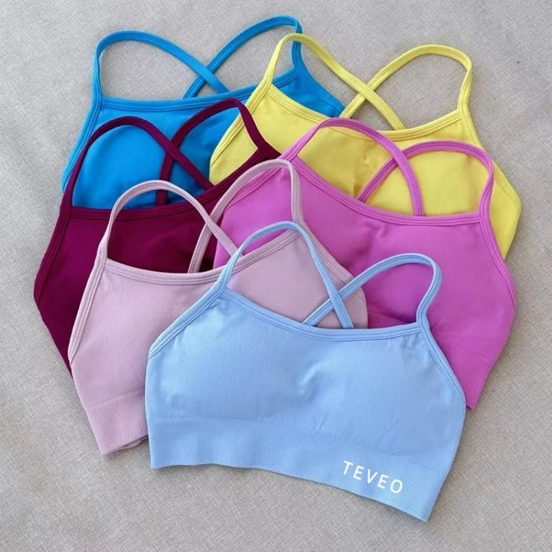 2025 Nouveau Haute Elastique Antichoc Entièrement Mat Croix Beauté Dos Nu Sans Couture Vêtements De Yoga Soutien-Gorge De Sport Main image