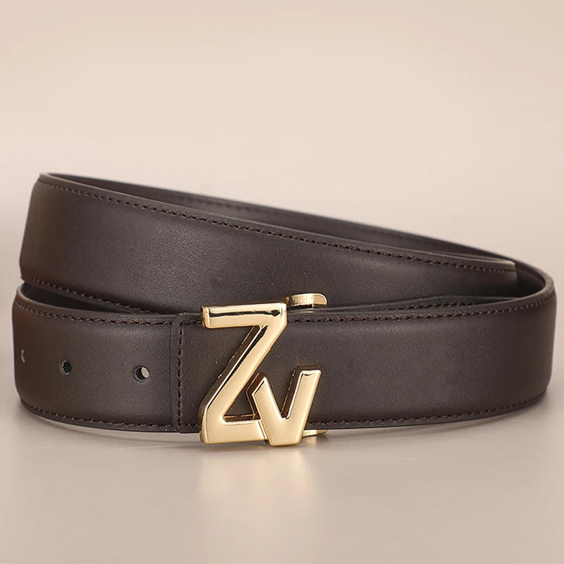 Thin 3.4cm Famous Brand Belt women Top Quality Genuine Luxury Leather Belts for women Strap Metal Belt Fashion Women's jean belt
