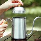 Pour Over Coffee Kettle Gooseneck Stainless Steel Tea Kettle, Hand Maker Brewed Pot Bean Grinder Folding Filter Cup