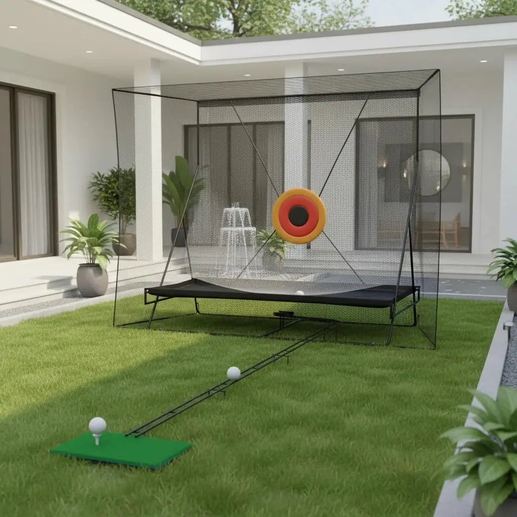Golf Practice Net with Ball Return and Ball Blanket, Large Golf Training Net for Chipping and Swing with Target, with Carry Bag