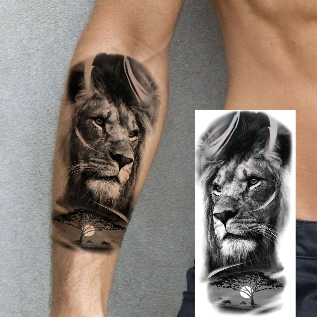 1 Sheet Cobra Snake Dragon Scorpion Temporary Tattoos For Men Women Waterproof Long Lasting Lion Tiger Wolf Fake Tattoo Stickers