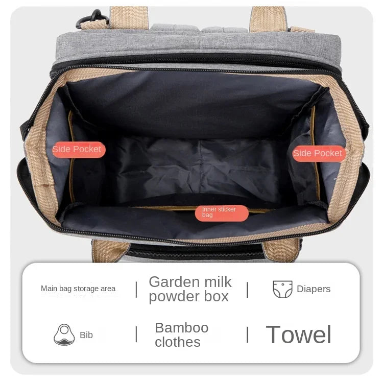 Mommy Diaper Bags Baby Bed Mother Large Capacity Nappy Milk Bottle Backpacks with Changing Mat Convenient Baby Nursing Bags