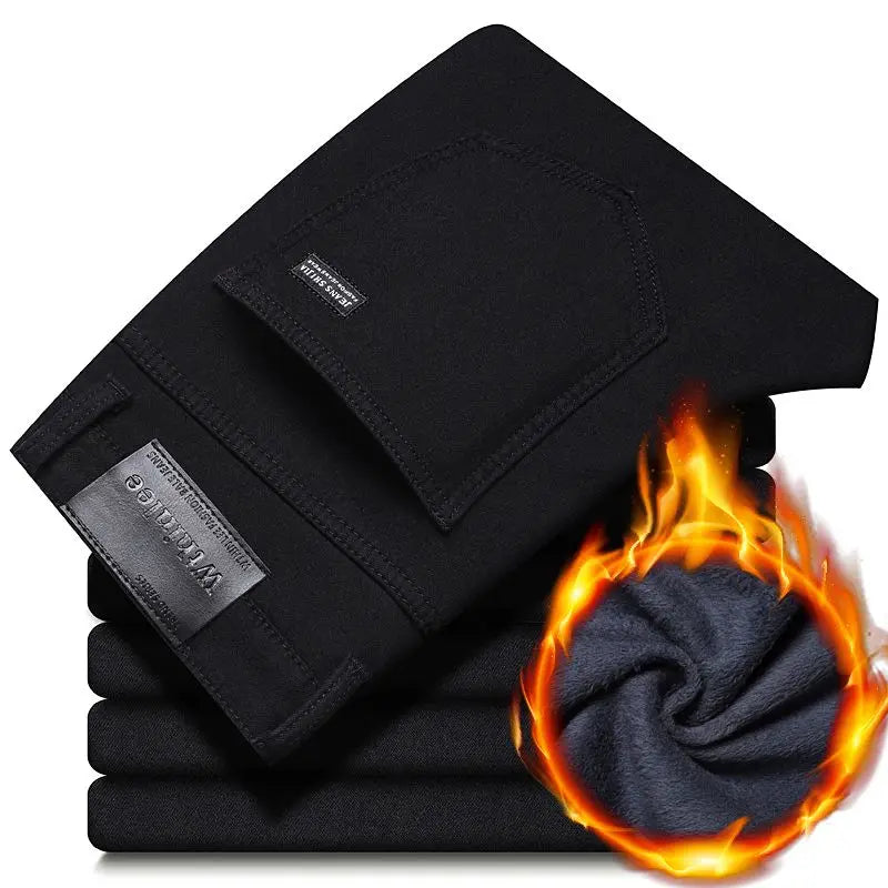 Wthinlee New Business Men's Jeans Casual Straight Stretch Fashion Classic Blue Black Work Denim Pant Trousers Male  Clothing