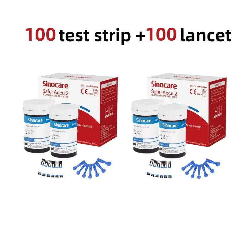 Sinocare Safe Accu2 Blood Glucose Meter Blood Sugar Test Kit Diabetes Home Glucometer with 50pcs Strips or only strips