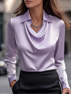 Women Fashion Solid Color Shirt Collar Blouse Tops 2025 Spring Autumn Casual Long Sleeve Office Shirt Elegant Top Female
