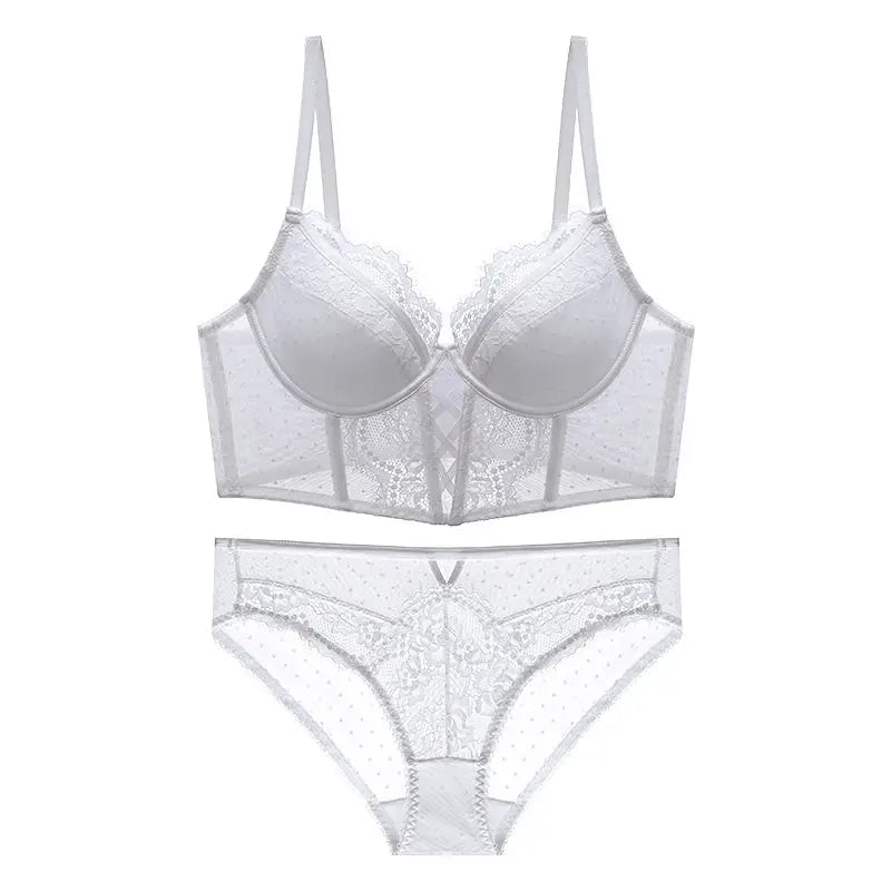 Push Up Lace Lingerie Set for  Women, Sheer Chemise with Soft Underwire Bra, Fishbone Teddy, Sexy Bridal Honeymoon Outfit, S-XL