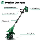 NewBeny Electric Garden Tiller Cultivator Scarifier Foldable Rototiller Soil Loosener Garden Tool