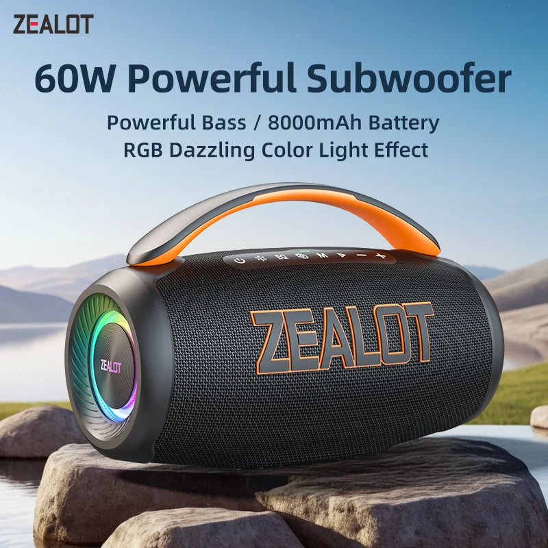 zealot-P12 Speaker 60W Bluetooth Speaker Portable Speaker with 10-Hour Playtime, Portable Handle, for Camping, Party,TWS,AUX Main image
