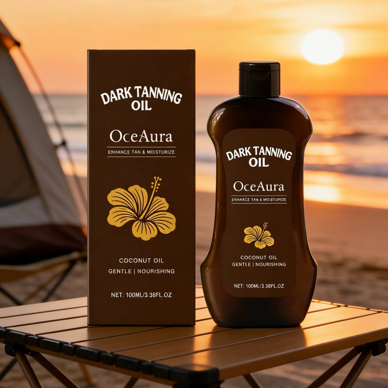 OceAura Tanning Oil Lotion Deep Moisturizing Nourishing Skin Rejuvenating Long Lasting Tan Lightweight Non Greasy Bronzing Oil