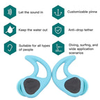 Swimming Ear Plugs for Adults, 3 Pairs Waterproof Reusable Silicone Swim Earplugs with Removable Cord,Perfect for  Water Sports