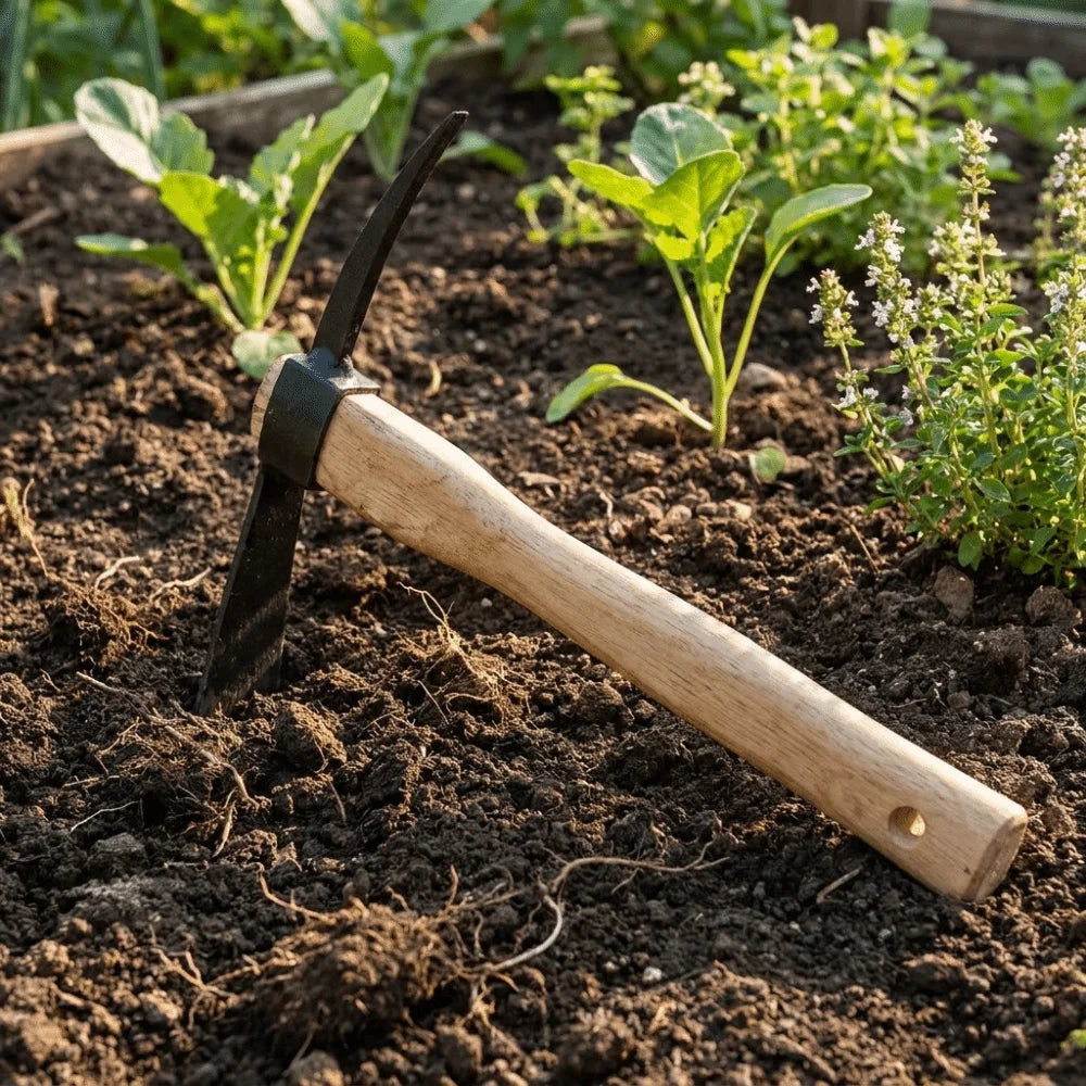 Robust Hardwood Handle Small Hand Hoe High-Strength Metal Head Lightweight Design Multi-functional Garden Tool
