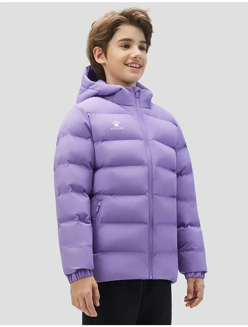 Kelme Children's Warm Cotton Jacket Winter Football Training Cotton Jacket Student Sports Down Jacket Coat