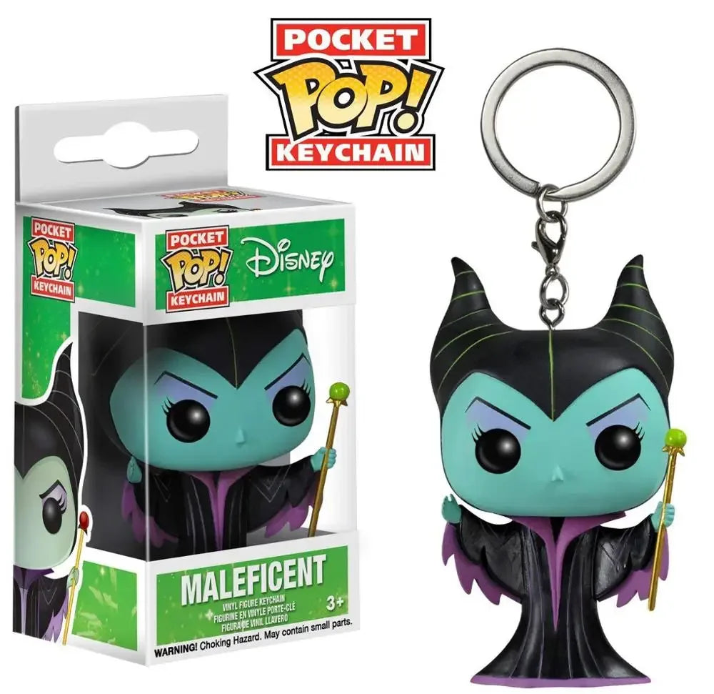 New FUNKO Keychains Disney Demona Princess Bella Ariel Alice Anna Elsa Bell Jack Sally stitch Action Figure Toys Ornaments