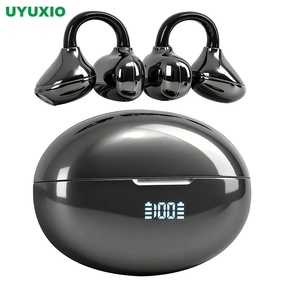 UYUXIO Clip Ear Open Earbuds BT 5.4 Headphones IPX7 Waterproof Headsets Clip on Earphones with Microphone for Sports Running Main image