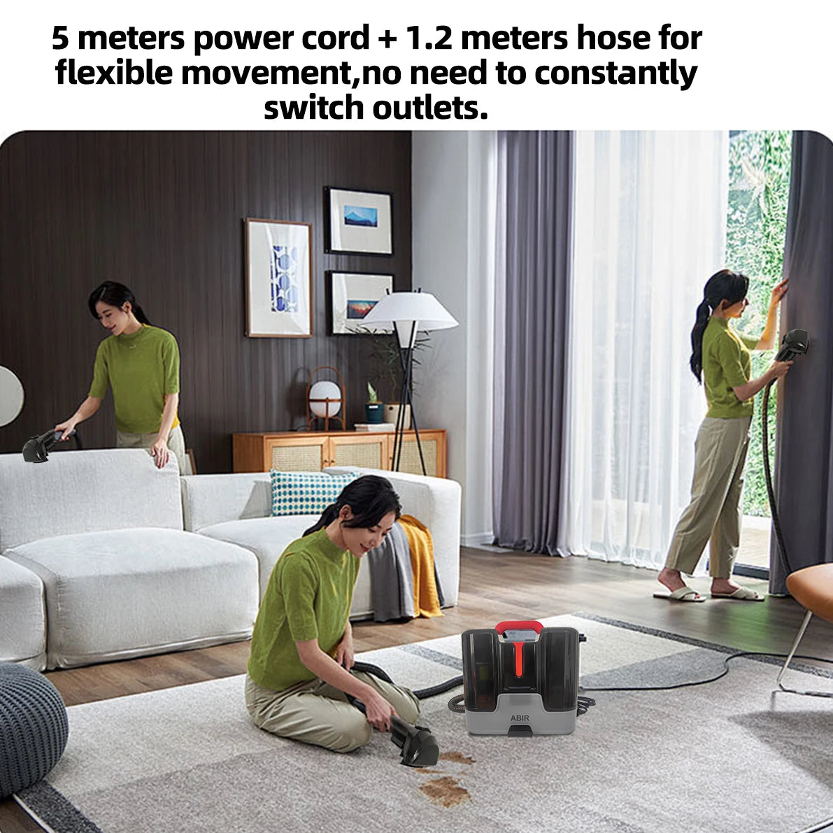 Handheld Carpet Cleaner ABIR G80,150000PA Wet Dry Vacuum Cleaner for Home Sofa Window Car Pet Upholstery Spot Farbric Cleaner
