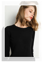 Women Slim O-Neck Pullover Cashmere Wool Blending Sweater Autumn And Winter Long-Sleeved Knit Bottoming Shirt Large Size 2024