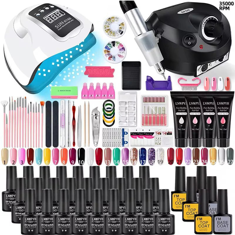Nail Polish Kit Acrylic Nail Kit Poly Nail Gel Set With Nail Lamp Nails Extension Glitter Gel UV Building Gel Manicure Tools Set Main image