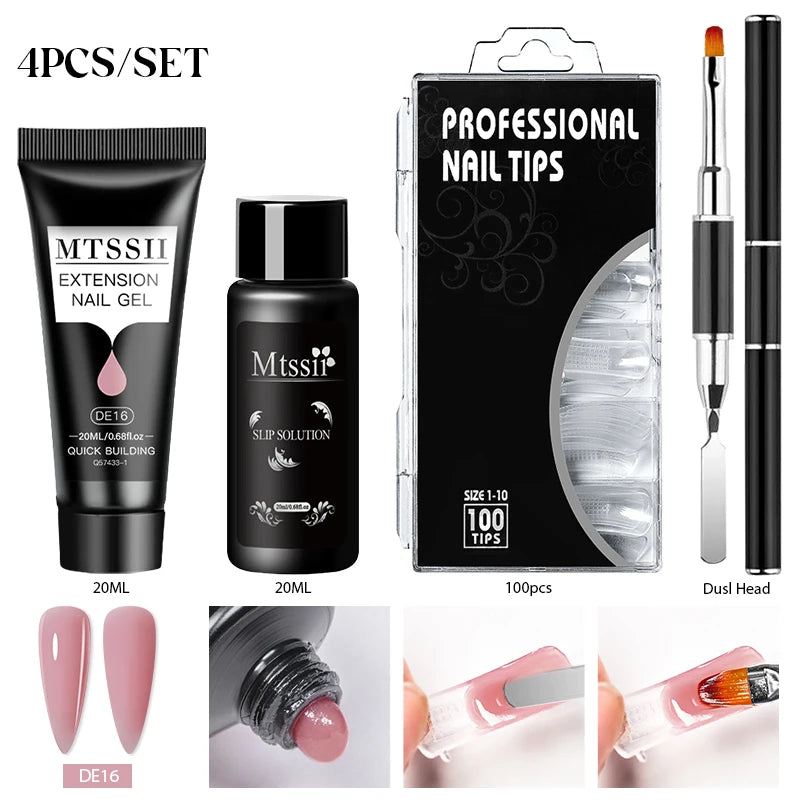 24PCS/Set 20ml Poly Naili Extension Gel  Kit Mini UV Lamp Sealer With Base Top Coat Professional Poly UVNail Gel Kit Starter Kit