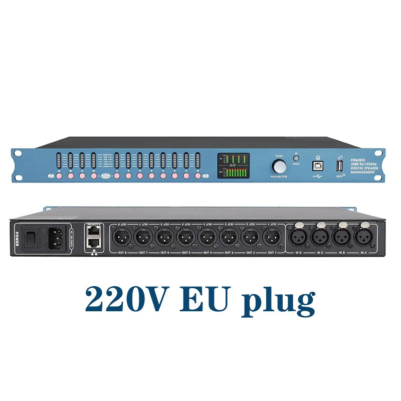 DP48X Professional Digital Audio Processor 4Input 8Output  Drive Rack Procesador With RIR DEQ 192KHZ Speaker Management System