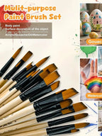 6/24/30Pcs Artist Paint Brush Set for Watercolor, Acrylic, Oil and All Media, Suitable for Canvas, Paper, Ceramic, Nylon Hair, W