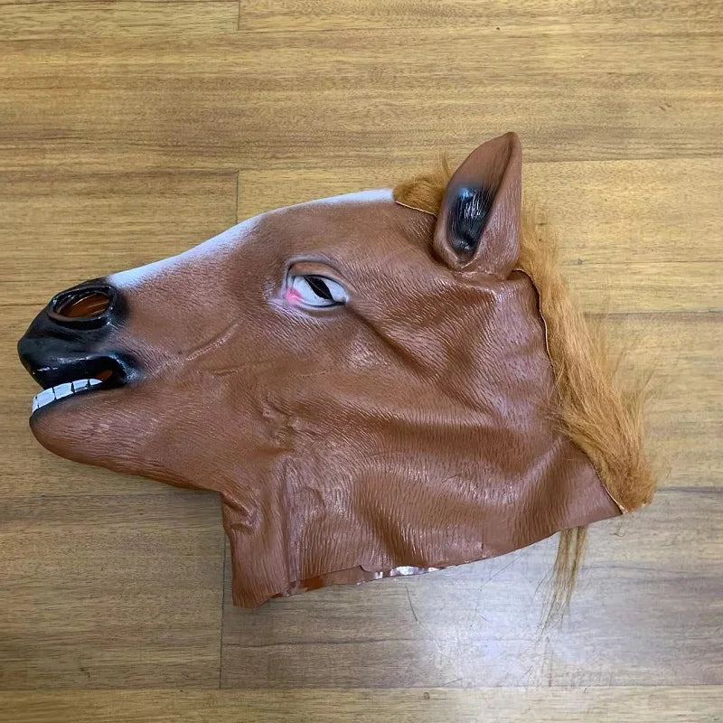 Men Brown Horse Masks Girl Funny Horse Head Mask  Latex Animal Mask Novelty Halloween Cosplay Costumes Headgear Mascara De Latex