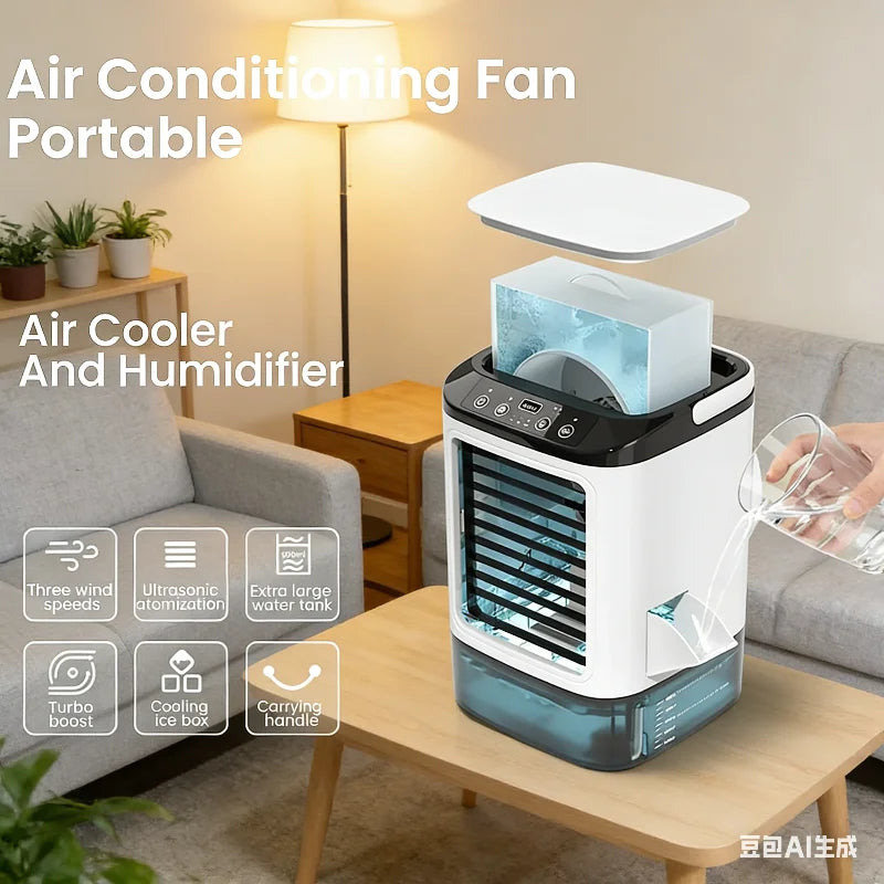 Portable Desktop Air Cooler Mini Evaporative Fan with Humidifier USB Personal Air Conditioner for Home Office Use