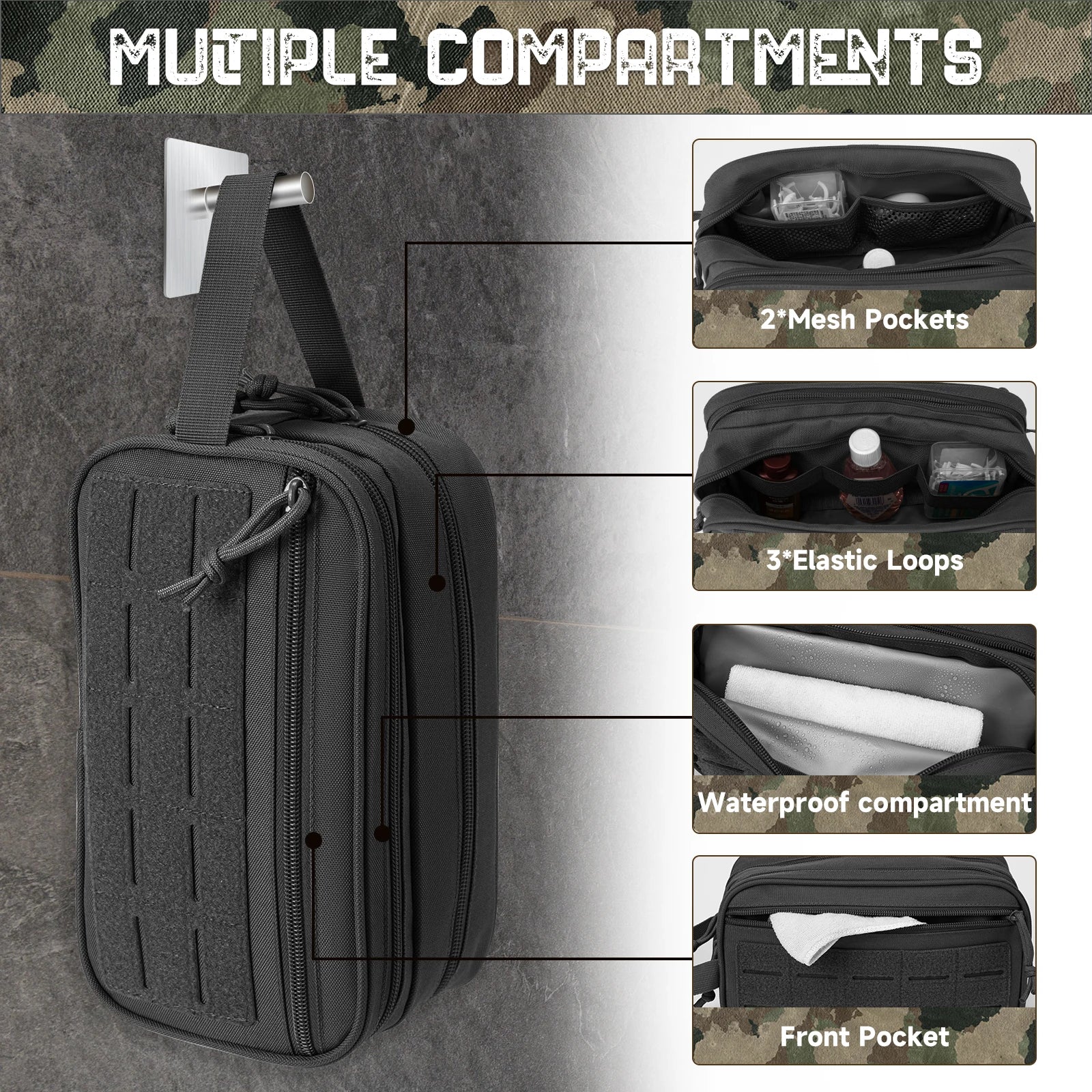 Tactical Toiletry Bag For Men Hygiene Bag Mens Shaving Kit Travel shower Makeup makeup pouch cosmetic organizer bags