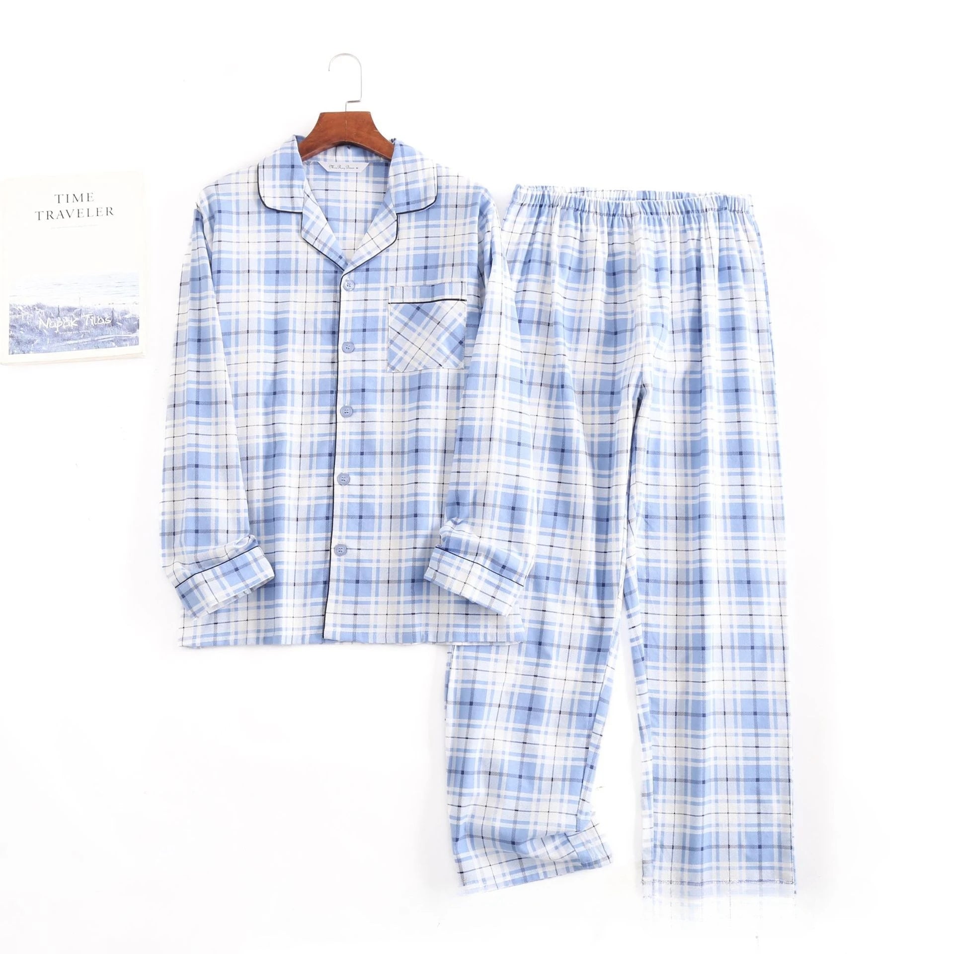 Men's Home Suits Long-sleeved Trousers Suits for Autumn and Winter Pijamas for Men Flannel Plaid Design Pajamas for Men