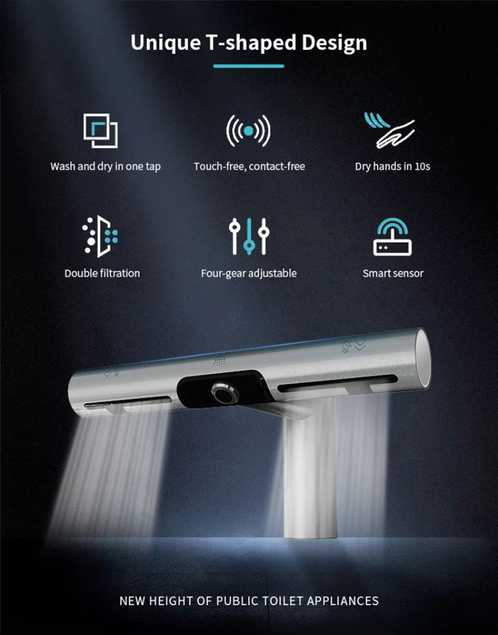 AIKE Airblade Tap Hand Dryer Automatic Bathroom Hand Washing and Drying Machine Washroom Faucets Air Tap Powerful Hand Dryer