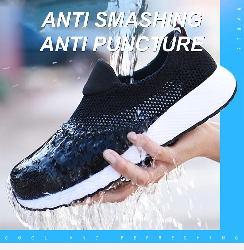 Summer Mesh Light Work Sneakers Steel Toe Protective Work Safety Shoes Men Women Breathable Construction Shoes Work Boots Men