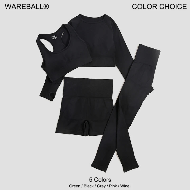 WAREBALL 2/3/4pcs Seamless Yoga Set Gym Clothes Sportswear Yoga Suits For Women Fitness Set Tracksuits Sports Bra Gym Leggings Main image