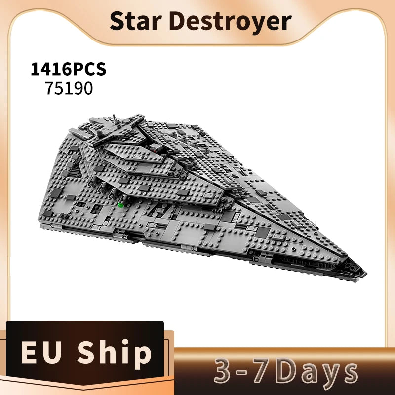 75190 1416pcs Large Building Block First Order Star Destroyer  Birthday  Christmas Gift Toy for Children and Adult Fast Shipping Main image