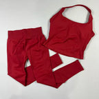NO LOGO Yoga outfit sports Impact gym set Halter Top and leggings pant sets Backless halterneck High stretch sportswear