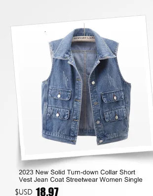 Fashion Denim Vest Women's Cropped Spring Summer Sleeveless Tops Short Jackets Waistcoat Top Outerwear Jean Cowboy Female