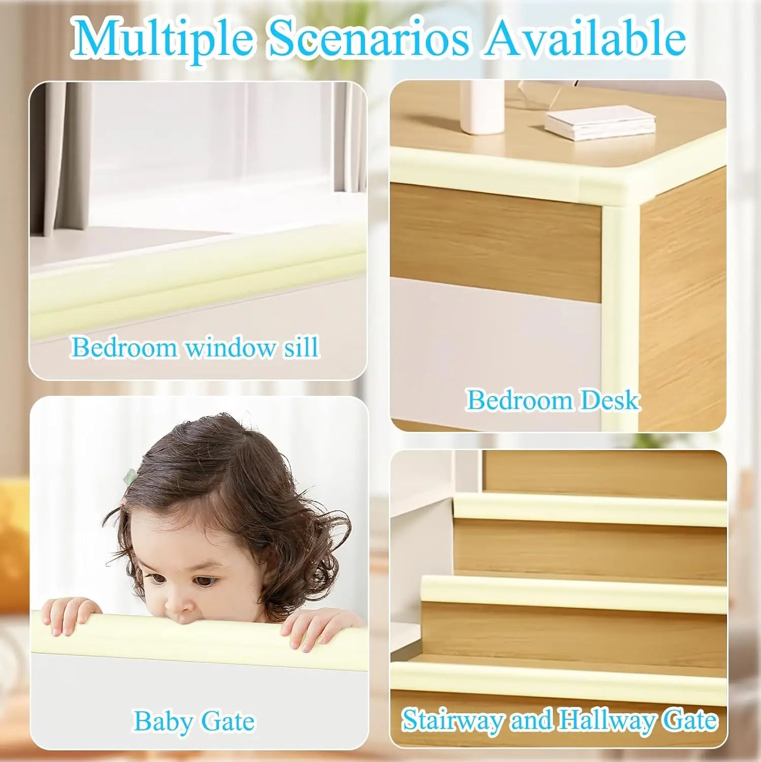 1Roll Baby Safety Table Corner Protector Strip with 4 Self Adhesive Corner Guards Soft NBR Foam Baby Proofing Edge Corner Guards
