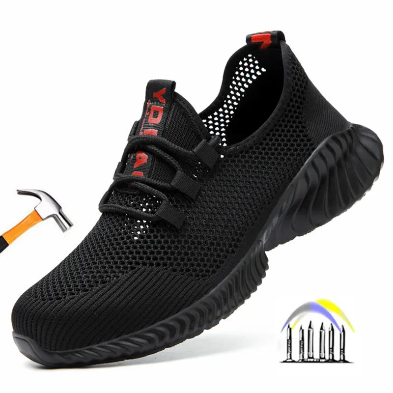 summer work shoes with protection breathable Lightweight safety shoes with iron toe anti-stab anti-slip working summer shoes Main image