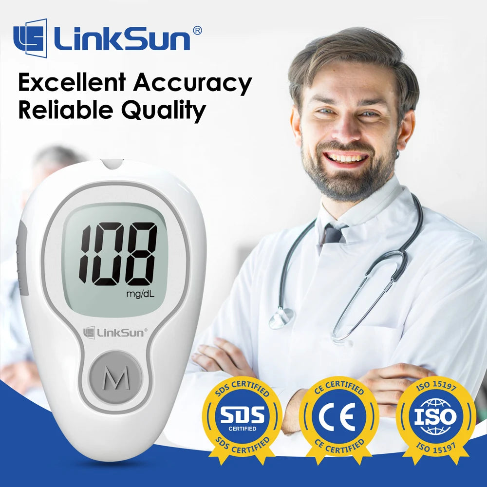 LinkSun Blood Glucose Meter G-425-3 Glucometer No Code for Diabetes Test 10/50/100pcs Strips Lancets Medical Blood Sugar mg/mmol Secondary image