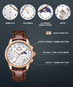 LIGE Retro Elegant Quartz Women's Wristwatches Simple Diamond Dial Fashion Casual Outdoor Date Waterproof Moon Phase Woman Watch