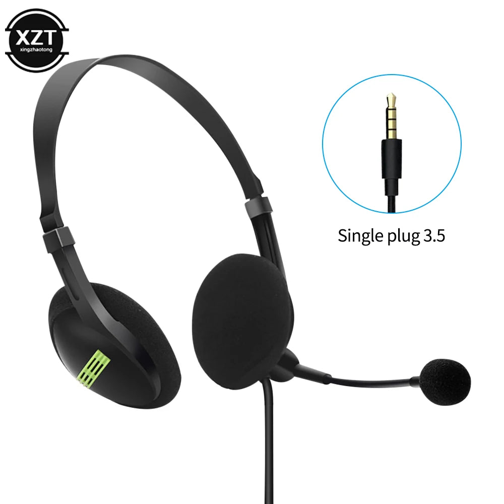 3.5mm Noise Cancelling Wired Headphones Adjustable Earphones Business Headset With Microphone For PC /Laptop/Computer