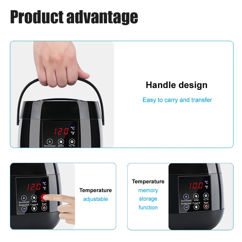 500ML Wax Heater Set For Body Hair Removal Unisex / Black And White Color Electric Display Screen Wax Heater / 200g Wax Beans