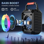T17-T Karaoke Machine And Bluetooth earphones,Portable Speaker with LED Lights for Kids and Adults,Supports Bluetooth/USB/TF/AUX