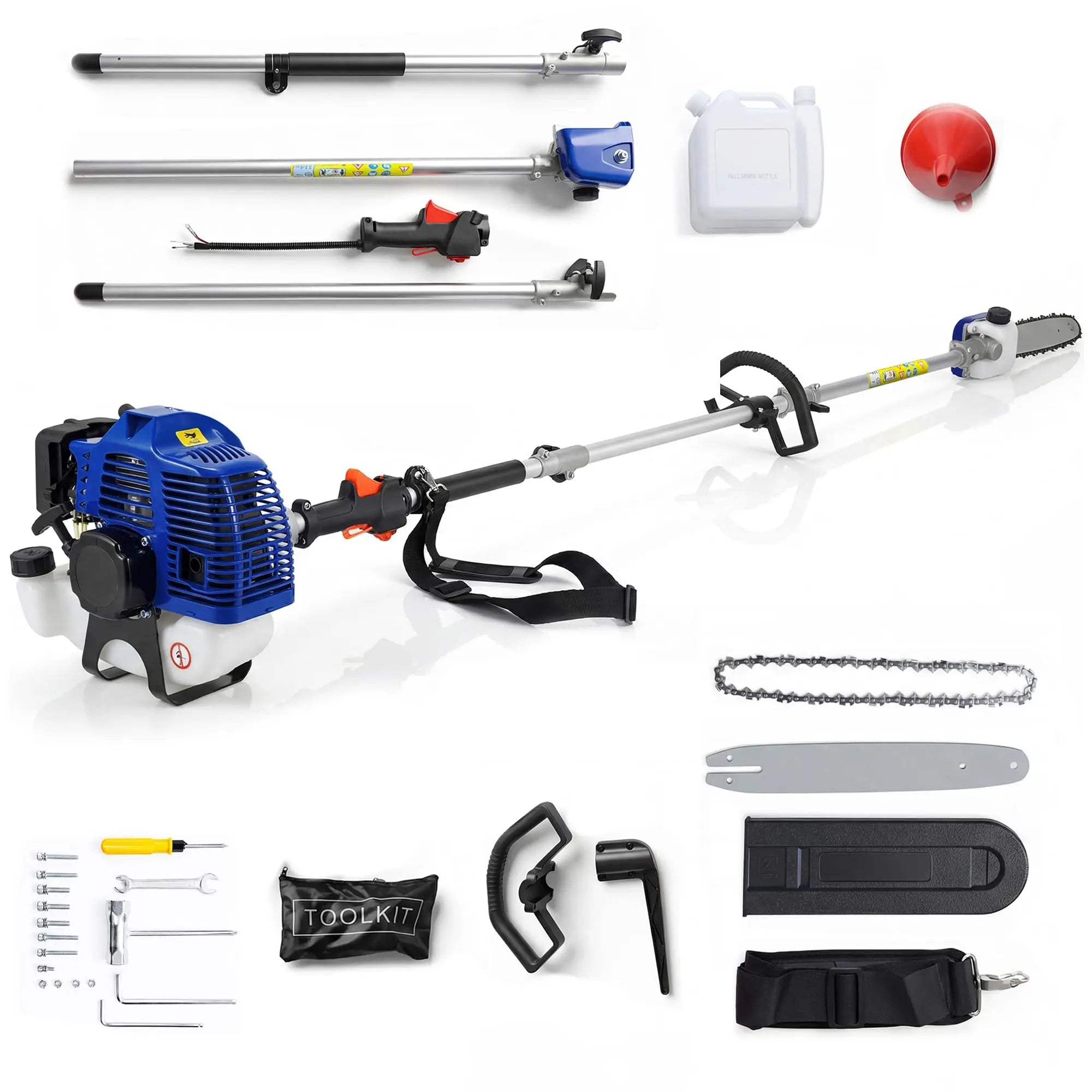 43CC 52CC Petrol Pole Saw 30cm Cutting Bar Long Reach Chainsaw Extendable 2.9m Tree Pruner Garden Power Tool With Shoulder Strap
