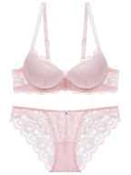 1 Set Elegant Lace Embroidery & Breathable Fabric Lingerie Set: Push-Up Bra, Drop Waist Sheer Panty - Ultimate Valentine's Day