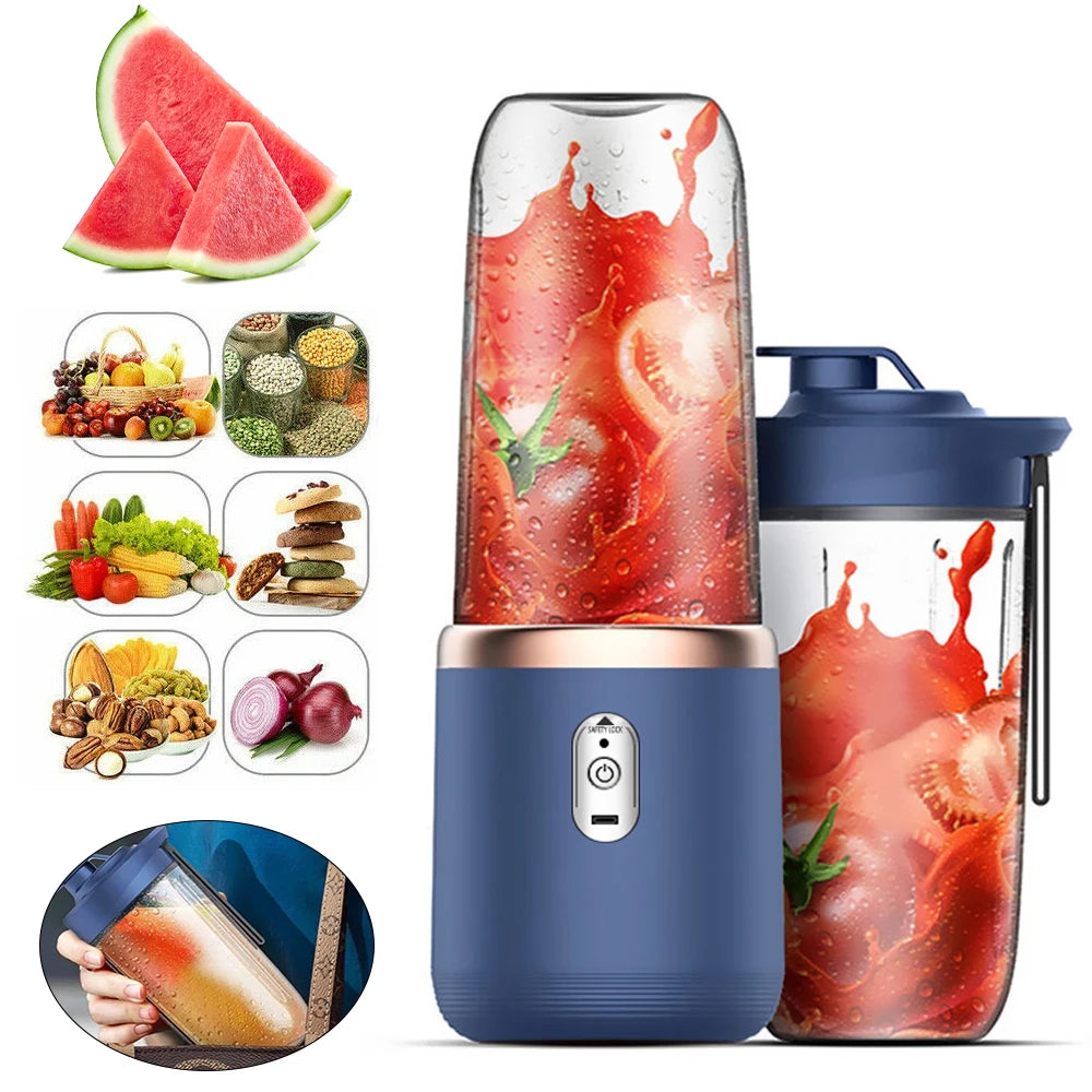 400ml Mini Blender 6 Blades, Portable Smoothie Maker with 21000 RPM, USB Rechargeable, Multifunctional Juicer Cup for Milkshake