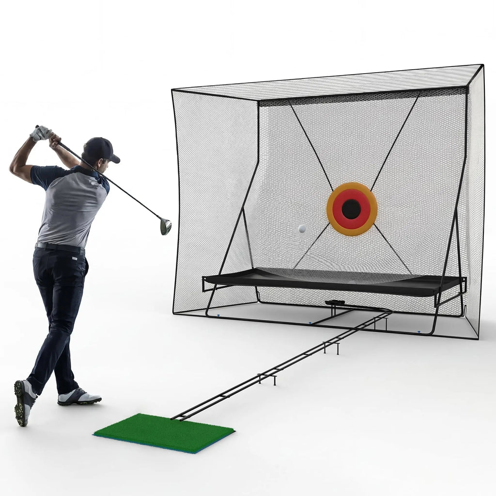 Golf Practice Net with Ball Return and Ball Blanket, Large Golf Training Net for Chipping and Swing with Target, with Carry Bag