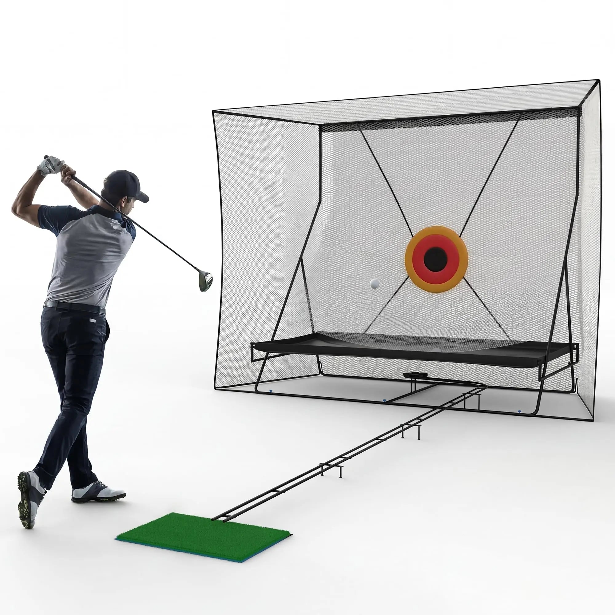 Golf Practice Net with Ball Return and Ball Blanket, Large Golf Training Net for Chipping and Swing with Target, with Carry Bag