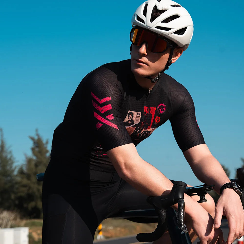 X-TIGER GALE SERIES Men's Cycling Jersey Short Sleeve Slim Fit Rock Punk Style Breathable Maillot for Mountain Road Bike