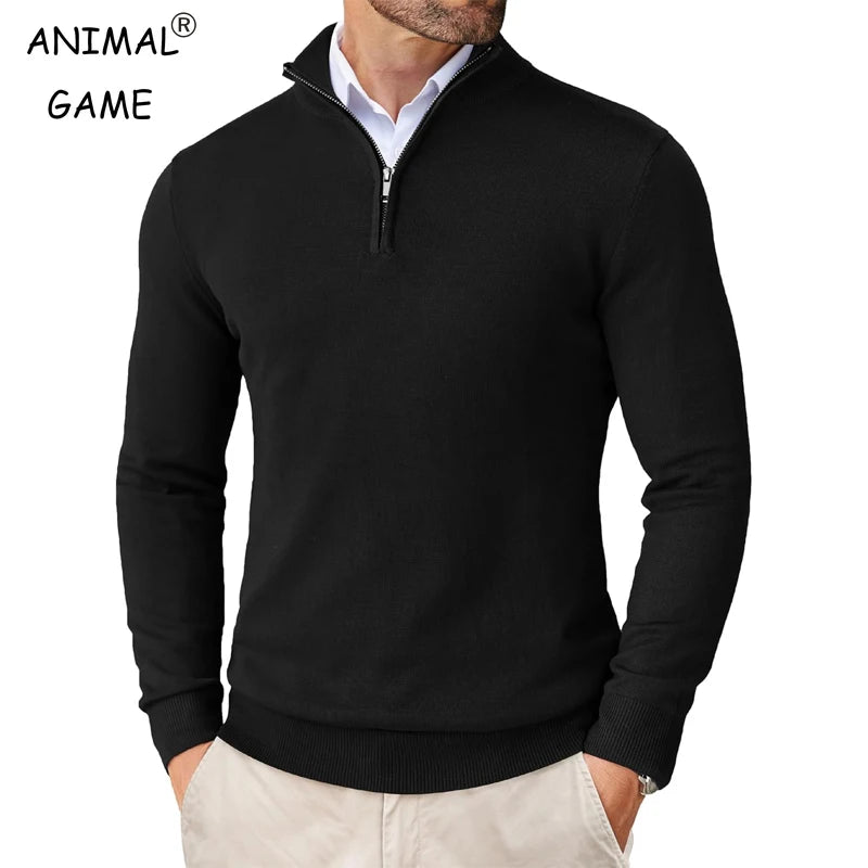 Men's Quarter Zip Up Sweaters Slim Fit Lightweight Mock Neck Pullover Casual Sweaters Half Turtleneck Knitted Outdoor Streetwear Main image