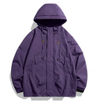 Windbreakers Men Hooded Jacket Zipper Coat Cargo Waterproof Black Bomber Camping Loose Thin Softshell Hooded Hiking Jacket